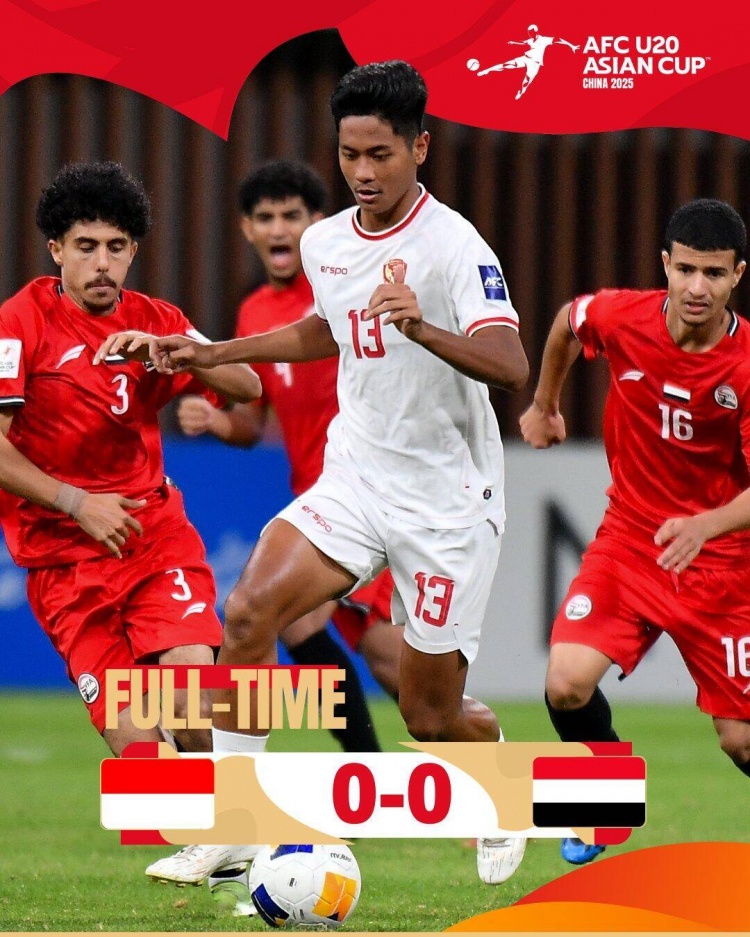 U20亞洲杯：印尼0-0戰(zhàn)平也門，兩隊(duì)分列C組第三、第四